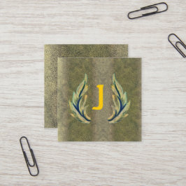 Gilded Löv-J Fyrkantigt Visitkort