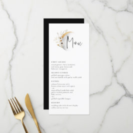 Gilded Måne Boho Blommigt Bröllop Menu Meny