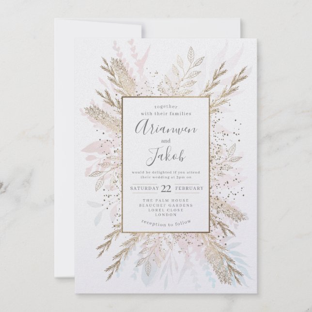 Gilded Meadow hint of färg, vattenfärg and foil Julkort (Framsida)