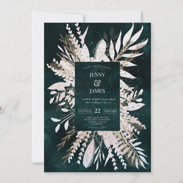 Gilded Meadow wow bouquet, emerald grönt Julkort (Framsida)