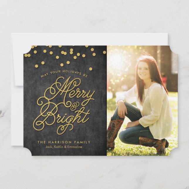 Gilded Merry & Bright-julkort - Helgdag Card Julkort (Framsida)