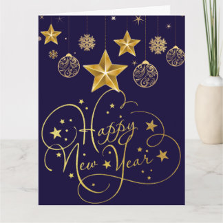 Gilded Midnight New Year’s Eve Card Luxury blue Kort