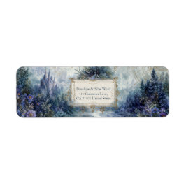 Gilded Misty Fairytale Castle Landscape Returadress Etikett