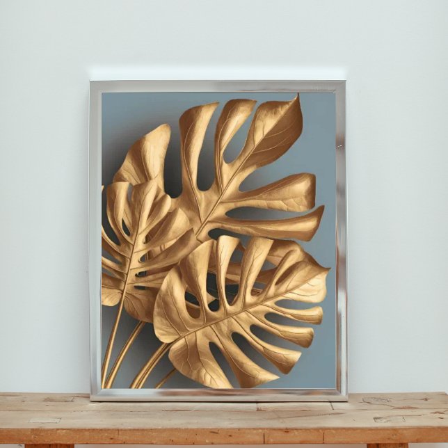Gilded Monstera på Azure Fototryck (Skapare uppladdad)