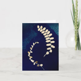 Gilded Mörk blått Ferns Cyanotype Anteckningskort