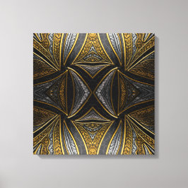 Gilded Mosaic Luxe – Black & Gold Tiled Metal Wall Canvastryck