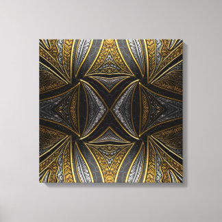 Gilded Mosaic Luxe – Black & Gold Tiled Metal Wall Canvastryck