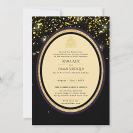 Gilded Nikah bröllopsinbjudan Chic Islamic Guld Inbjudningar