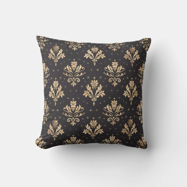 Gilded Noir Damask Princesscore Kudde (Framsida)
