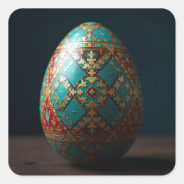 Gilded Patchwork Easter Egg Fyrkantigt Klistermärke