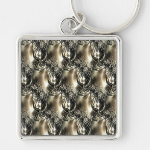 Gilded Pearls Fyrkantig Silverfärgad Nyckelring