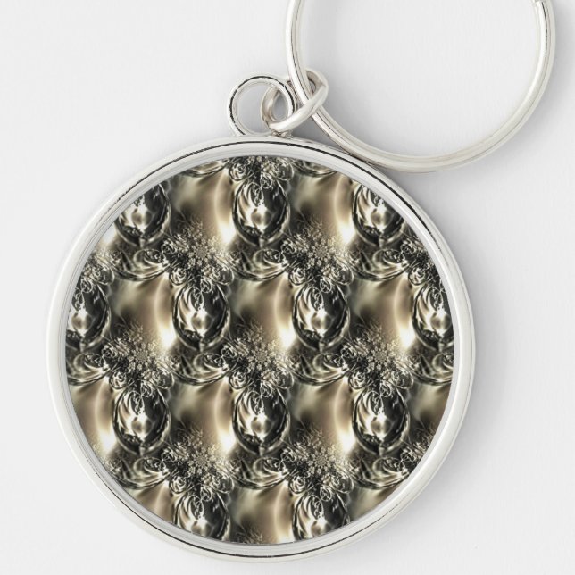 Gilded Pearls Rund Silverfärgad Nyckelring (Framsidan)