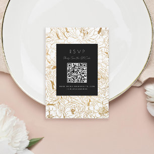 Gilded Peonies Black White Guld OSA Kort