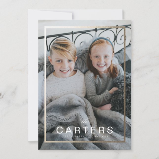 Gilded Ram Family Namn-julkort Inbjudningar (Framsida)