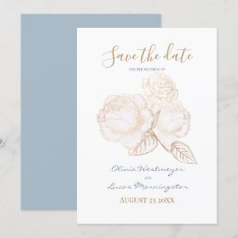 Gilded Ro Dusty Blue Ivory Spara datumet Inbjudningar