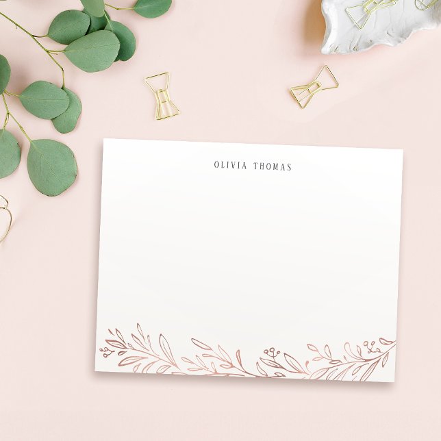 Gilded ro guld botanical personlig Stationery Anteckningskort (Gilded rose gold botanical personalized Stationery Note Card)