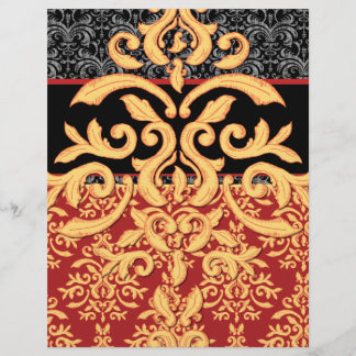 Gilded Royal Red, Black & Guld Damask Letterhead