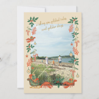 Gilded Tides Coastal Christmas Photo Card Julkort