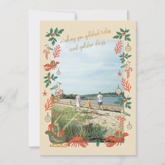 Gilded Tides Coastal Christmas Photo Card Julkort (Framsida)