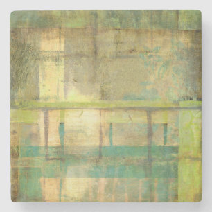Gilded Turquise and Grönt Abstrakt Painting Stenunderlägg