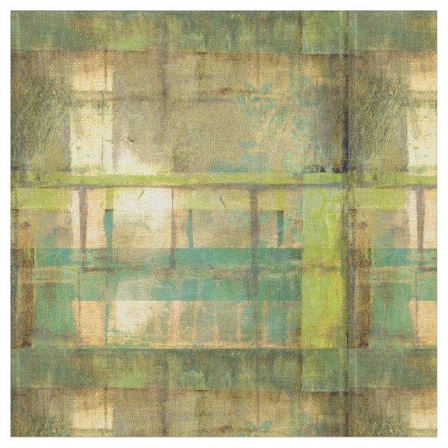 Gilded Turquise and Grönt Abstrakt Painting Tyg (Närbild)