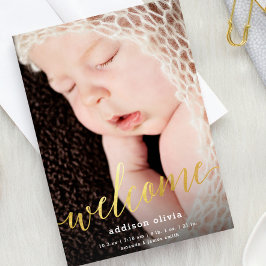 Gilded Welcome Faux Guld | Födelsemeddelande Meddelande
