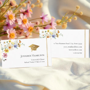 Gilded WildblomBouquet Studenten Namn Card