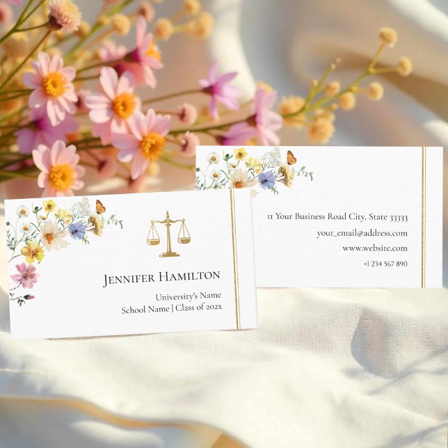 Gilded Wildblomlaw School Studenten Namn Card (Skapare uppladdad)