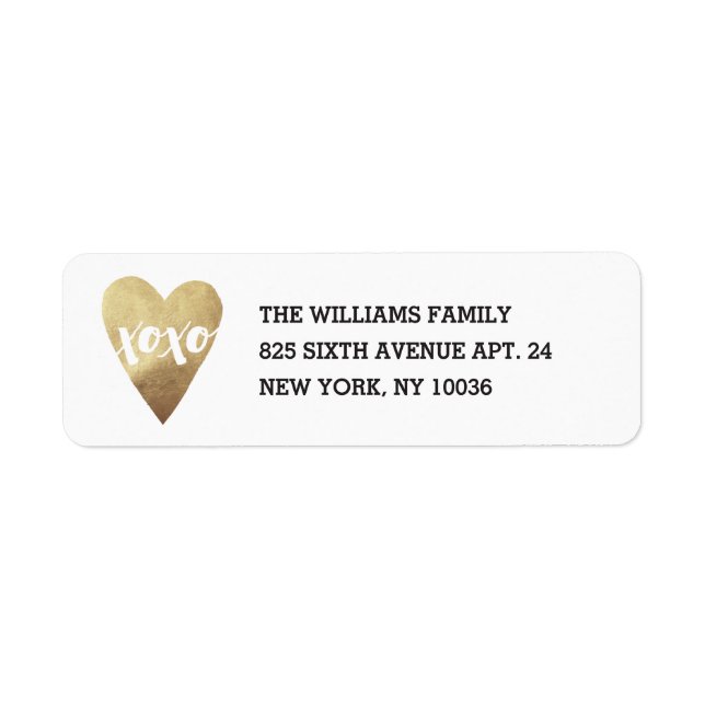 Gilded XOXO Address Label - White Returadress Etikett (Framsidan)