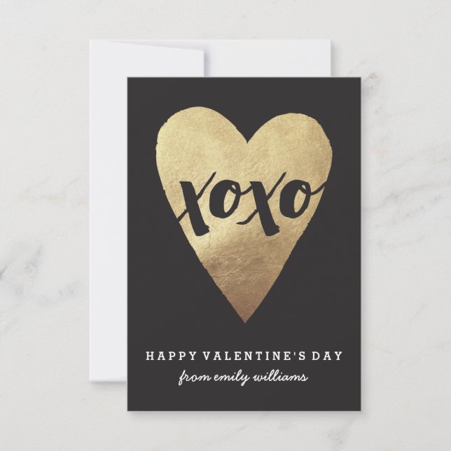 Gilded XOXO Classroom Valentine - Black Inbjudningar (Framsida)
