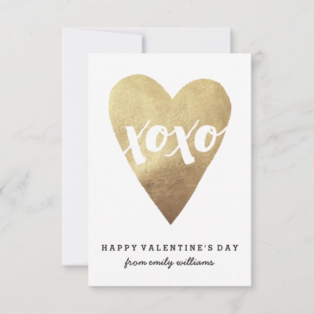 Gilded XOXO Classroom Valentine - White Inbjudningar (Framsida)