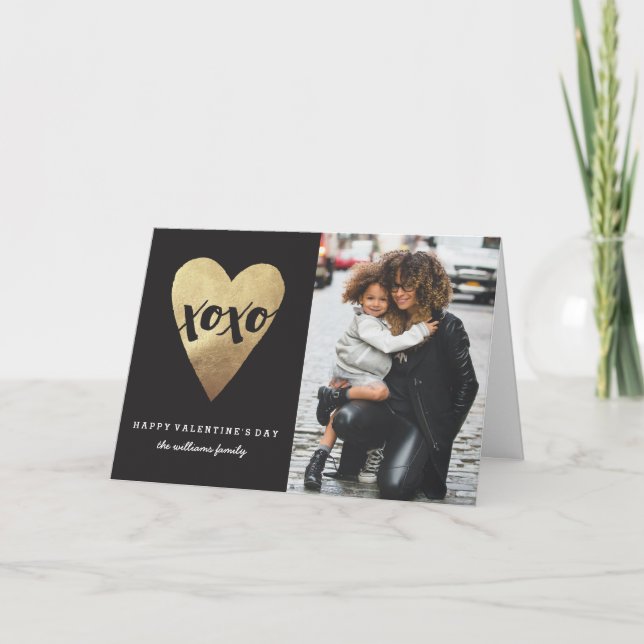 Gilded XOXO Valentine Day Greeting Card - Black Helgkort (Framsida)