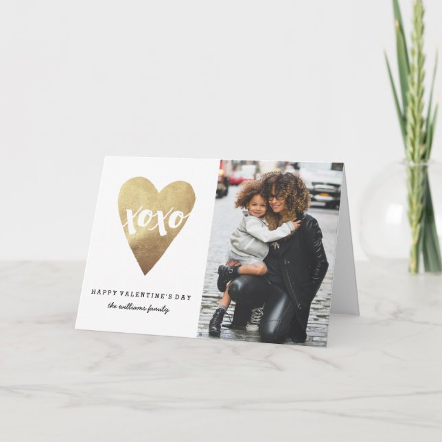 Gilded XOXO Valentine Day Greeting Card - White Helgkort (Framsida)
