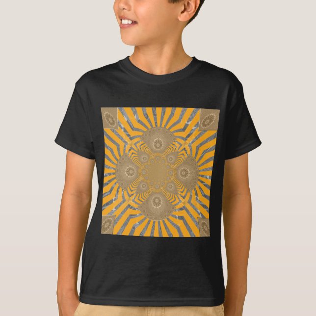 Gilded Zephyr: Elegance in Golden Gult & Chrome T Shirt (Framsida)