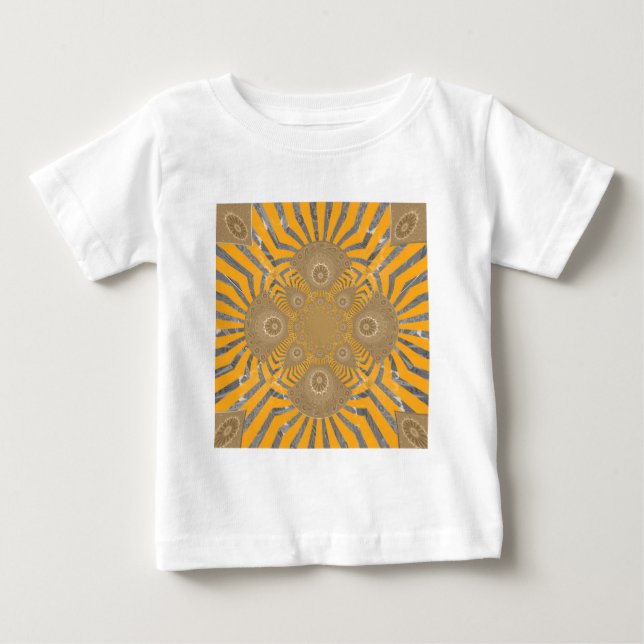 Gilded Zephyr: Elegance in Golden Gult & Chrome T-shirt (Framsida)