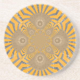 Gilded Zephyr: Elegance in Golden Gult & Chrome Underlägg Sandsten