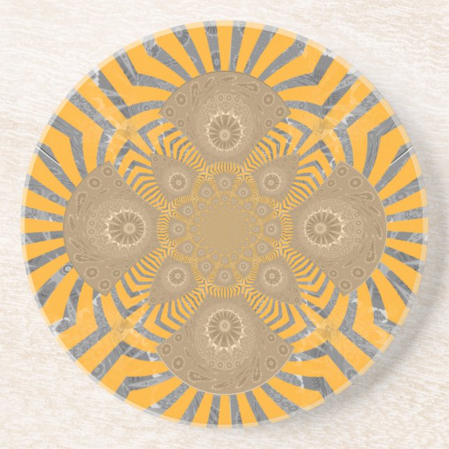 Gilded Zephyr: Elegance in Golden Gult & Chrome Underlägg Sandsten (Framsidan)