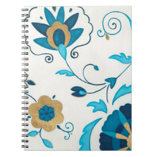 Giled Indigo Flowers med vit bakgrund Anteckningsbok Med Spiral