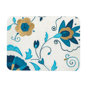 Giled Indigo Flowers med vit bakgrund Magnet