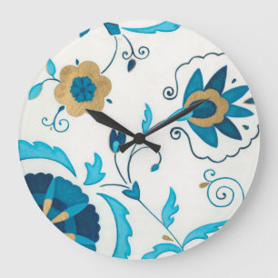 Giled Indigo Flowers med vit bakgrund Stor Klocka