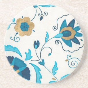 Giled Indigo Flowers med vit bakgrund Underlägg