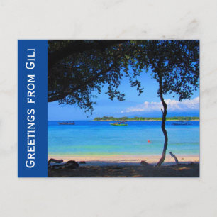 gili strand hälsning vykort