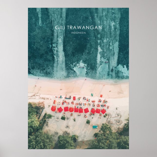 Gili Trawangan, Indonesia Travel Illustration Poster (Framsidan)