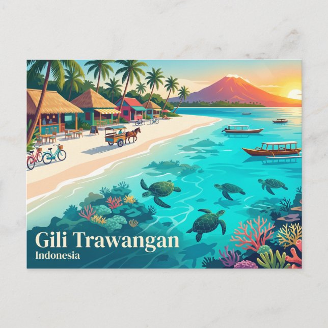 Gili Trawangan Indonesien Vykort (Framsida)