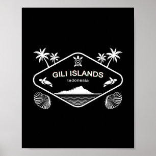 Giliöarna Indonesien Havssköldpadda Palms Semester Poster