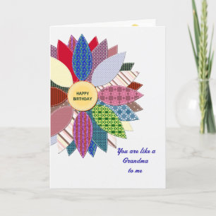 Gilla en mormor till mig, sytt blommafödelsedagen kort