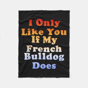 Gilla endast om fransk bulldog gör retro vintage fleecefilt