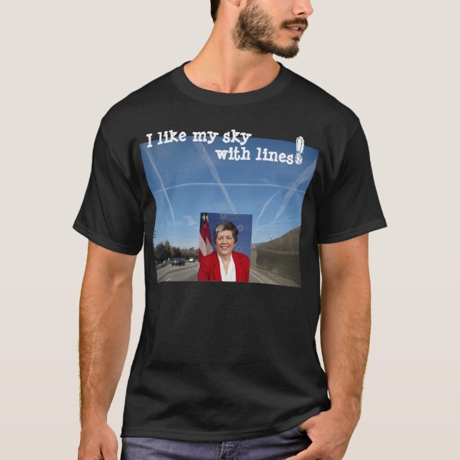 "Gillar jag min himmel med den linjer" Chemtrail Tee (Framsida)