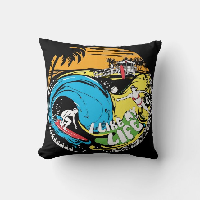 "Gillar jag stranden för MITT liv" kudder Kudde (Framsida)