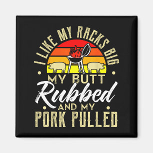 Gillar rumpan gnidad svin pulled rolig mans BBQ Magnet